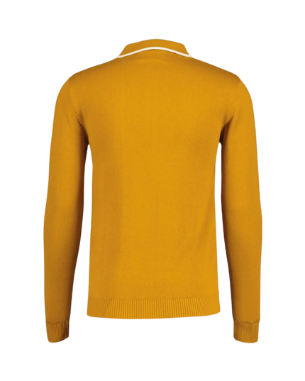 Polo de malha com painel de listras waffle Junot Mod Buckthorne