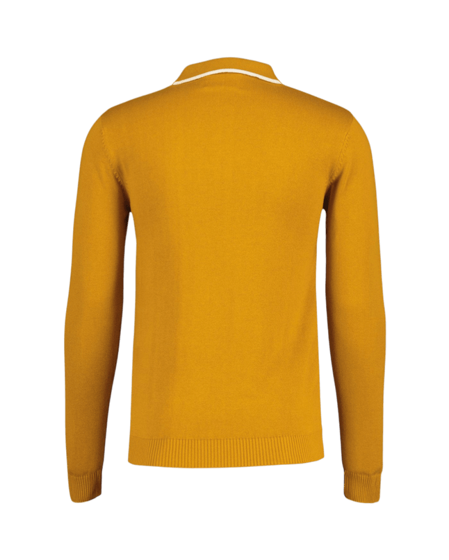 Junot Mod Waffle Stripe Panel Knit Polo Buckthorne