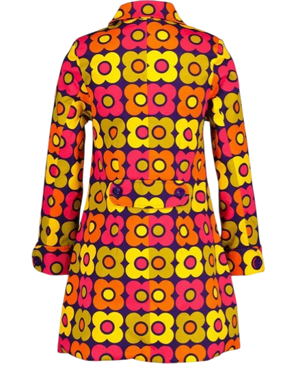 MADCAP Karina Retro Flower 60s Swing Coat, Purple
