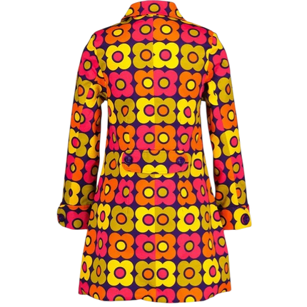 MADCAP Karina Retro Flower 60s Swing Coat, Purple