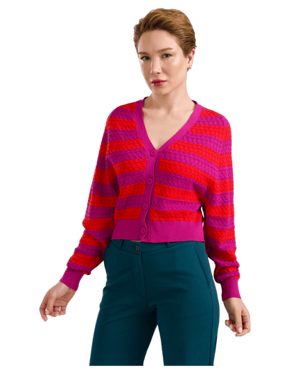 Cardigan Maglieria - Righe Fucsia