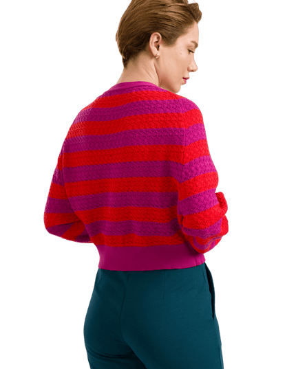 Cardigan Maglieria - Righe Fucsia