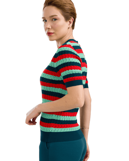 Strickpullover V-Ausschnitt Kurzarm