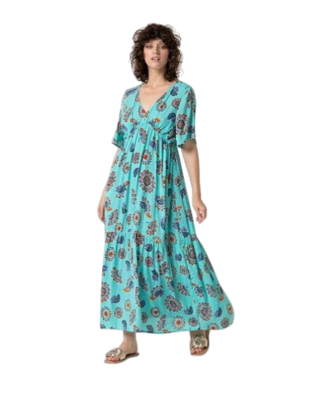 lange jurk, turquoise