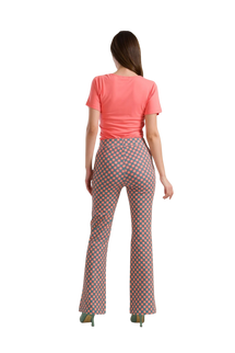 LIEKE Flared Pants Vintage Coral Flower