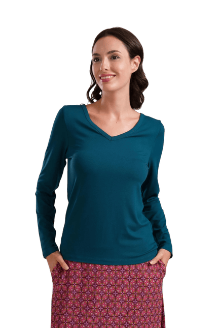 LALAMOUR Lynn Top, ecovero plain petrol