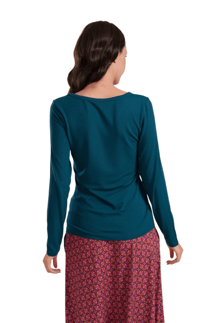 LALAMOUR Lynn Top, ecovero plain petrol