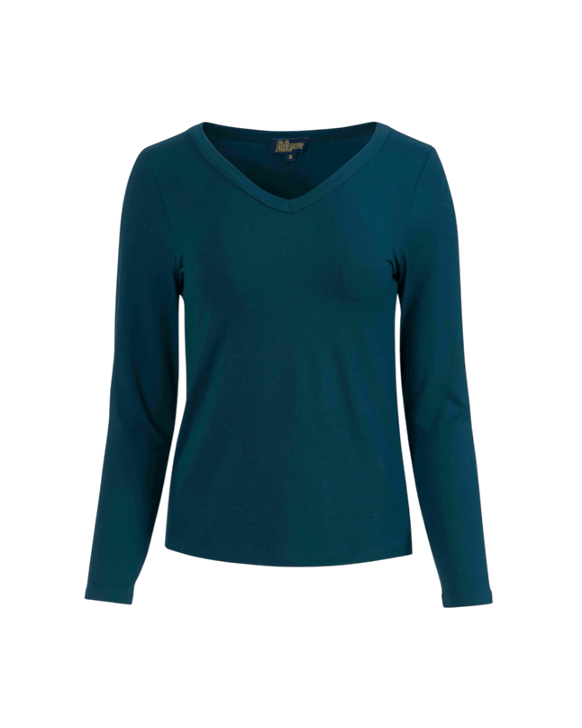 LALAMOUR Lynn Top, ecovero petrol liso