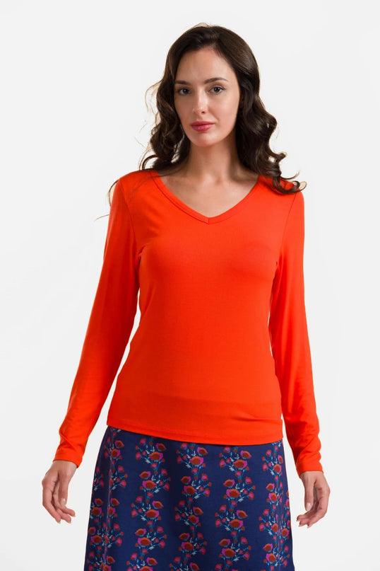 LALAMOUR Lynn Top, ecovero vermelho liso