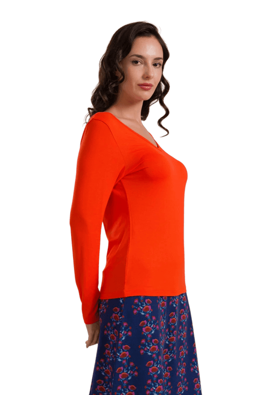 LALAMOUR Lynn Top, ecovero vermelho liso