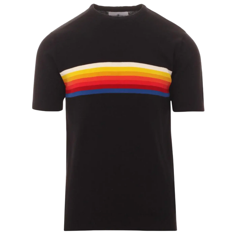 Britpop Tęczowy T-shirt z dzianiny w paski