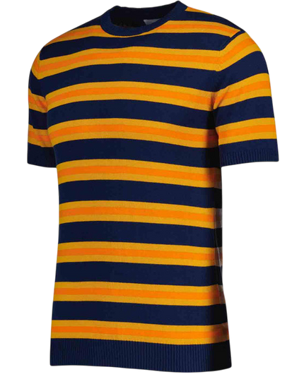MADCAP KINGSNAKE KNIT STRIPE TEE, NAVY, ORANGE & YELLOW
