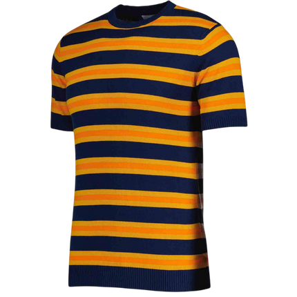 MADCAP KINGSNAKE KNIT STRIPE TEE, NAVY, ORANGE & YELLOW