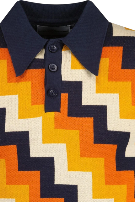 MADCAP Step On Men's Retro Mod Knitted Polo, Navy Blazer