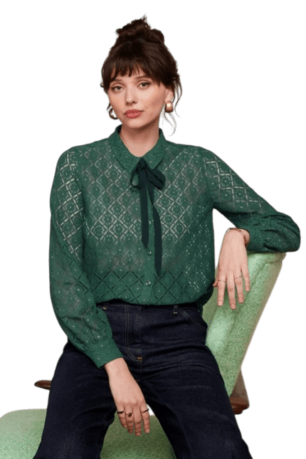 King Louie Maisie Blouse Artiste Lace, Amazon Green