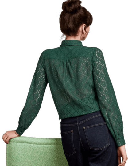 King Louie Maisie Bluse Artiste Spitze, Amazon Grün