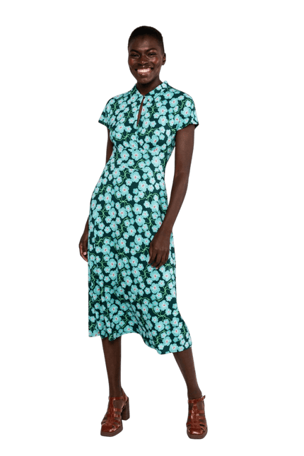 BLUTSGESCHWISTER Midi Dress Now We Are Talking Ease, in springy glade