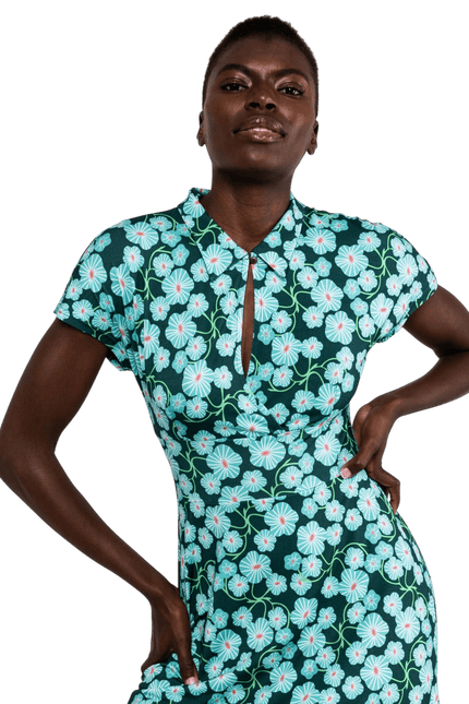BLUTSGESCHWISTER Midi Dress Now We Are Talking Ease, in springy glade