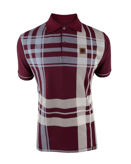 TROJAN Polo con pannello oversize a quadri porto