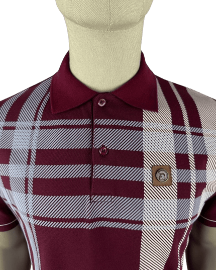 TROJAN Polo con pannello oversize a quadri porto