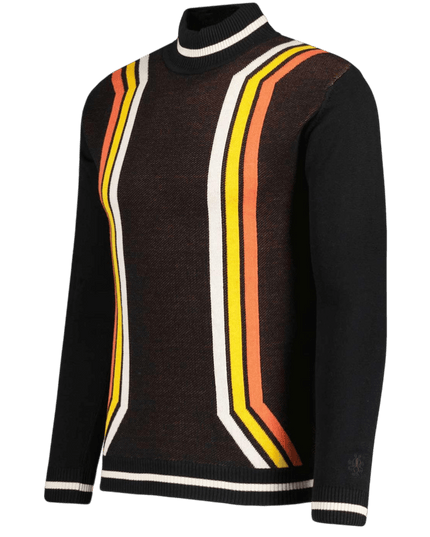 Pirelli 60s Mod Teksturowany Sweter z Golfem Czarny