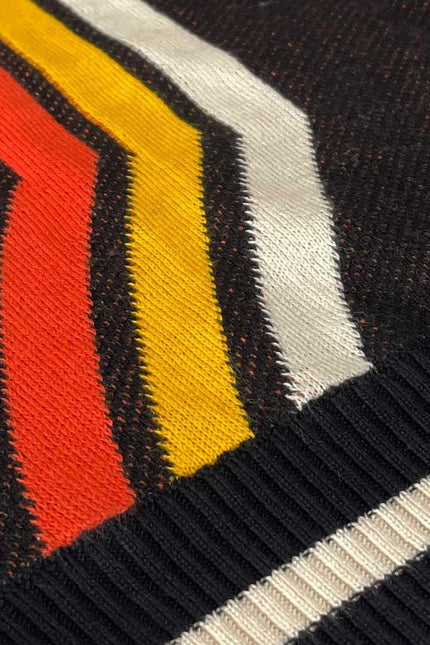 Pirelli 60s Mod Textured Knit Mock Turtleneck Sweater in Black