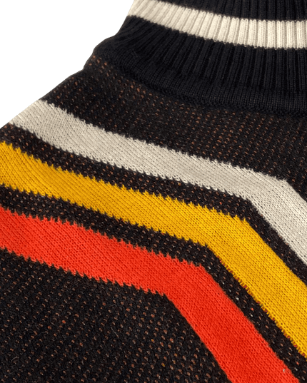 Pirelli 60s Mod Teksturowany Sweter z Golfem Czarny