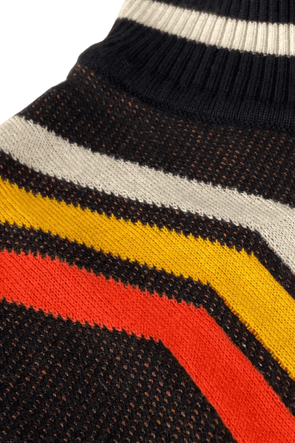 Pirelli 60s Mod Textured Knit Mock Turtleneck Sweater in Black