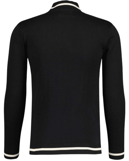 Pirelli 60s Mod Teksturowany Sweter z Golfem Czarny