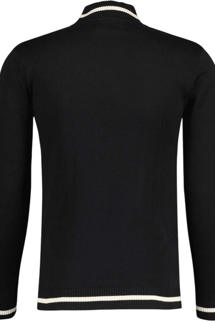 Pirelli 60s Mod Textured Knit Mock Turtleneck Sweater in Black