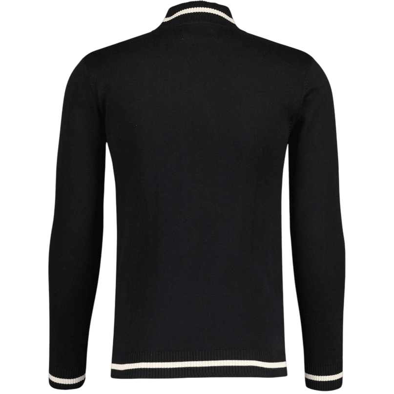 Pirelli 60s Mod Textured Knit Mock Turtleneck Jumper in Black