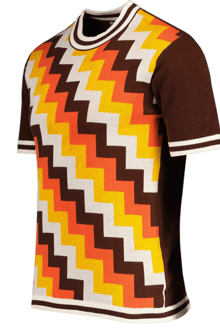 T-shirt Rainmaker Retro anni '70 a jacquard step in Potting Soil