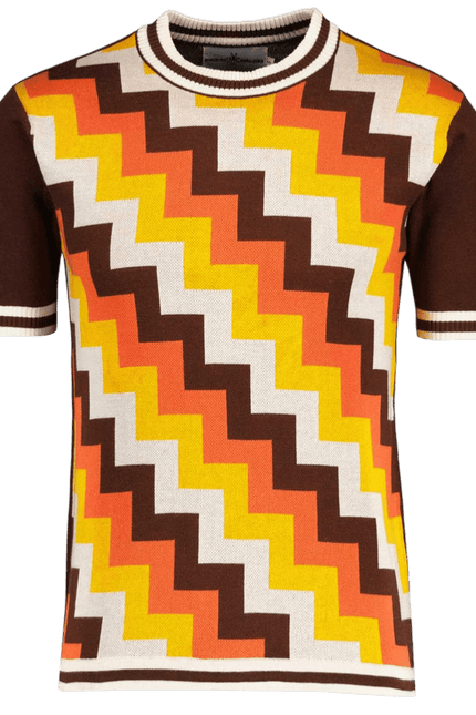 T-shirt Rainmaker Retro anni '70 a jacquard step in Potting Soil