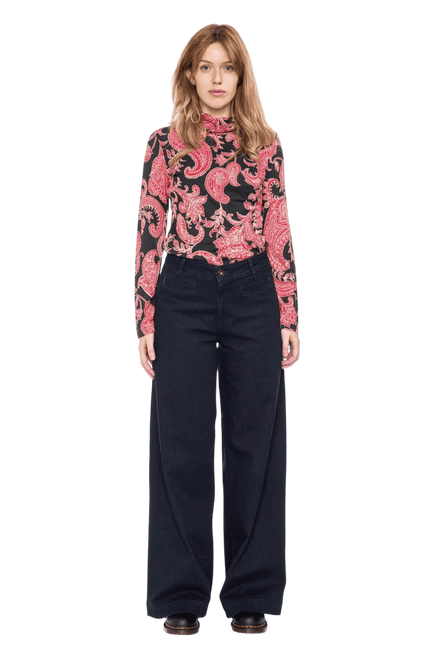 Rolli top met col, zwart
