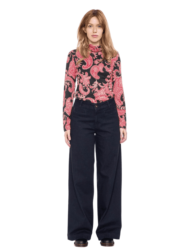 Top Rolli con cuello, negro