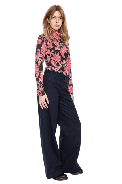 Rolli top met col, zwart