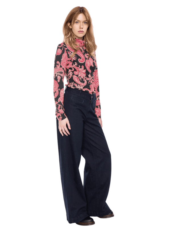 Top Rolli con cuello, negro