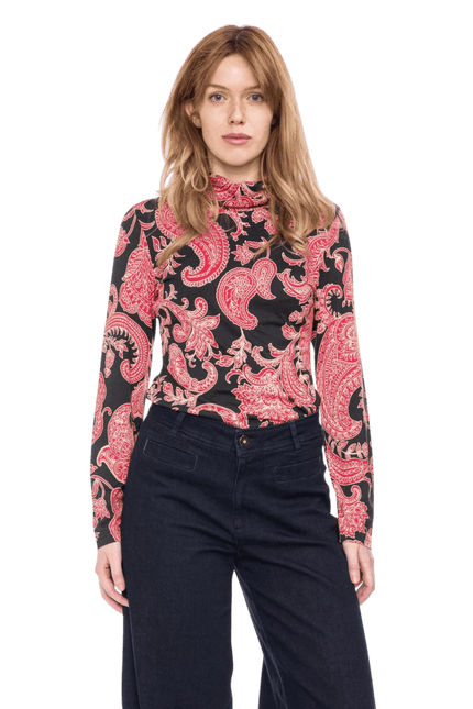 Rolli top met col, zwart