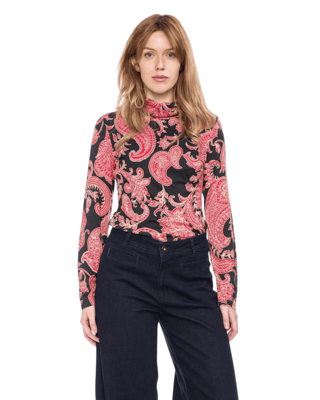 Top Rolli con cuello, negro