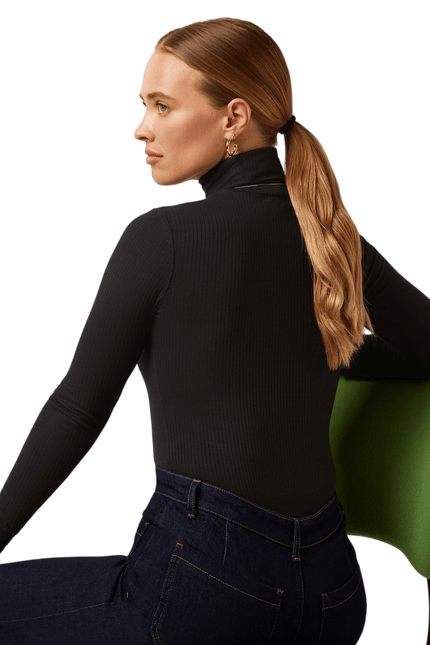 King Louie Rollneck Top Uni Rib Black