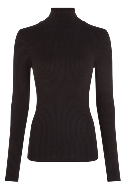 King Louie Rollneck Top Uni Rib Black