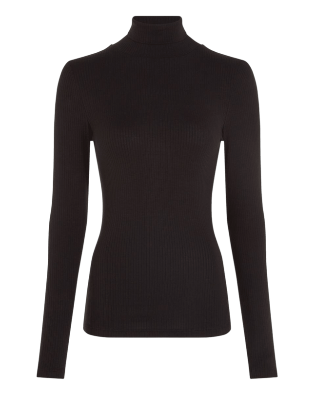 King Louie Rollneck Top Uni Rib Preto