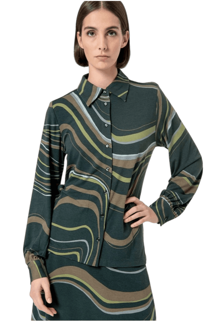 SURKANA stretch blouse long sleeve, green