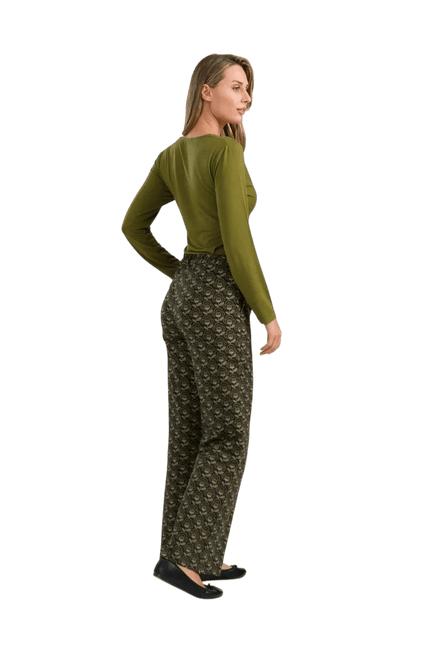 LALAMOUR Sue Jersey Trousers, abstract flower green