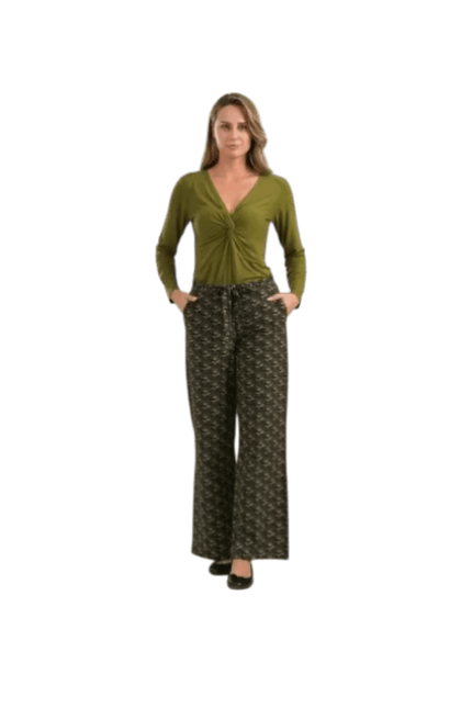 LALAMOUR Sue Jersey Trousers, abstract flower green