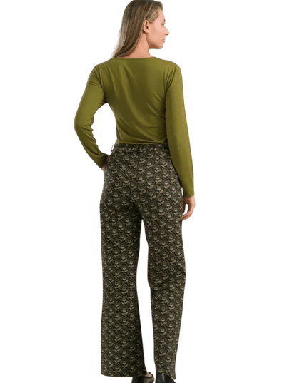 LALAMOUR Sue Jersey-Hose, abstrakte Blume grün