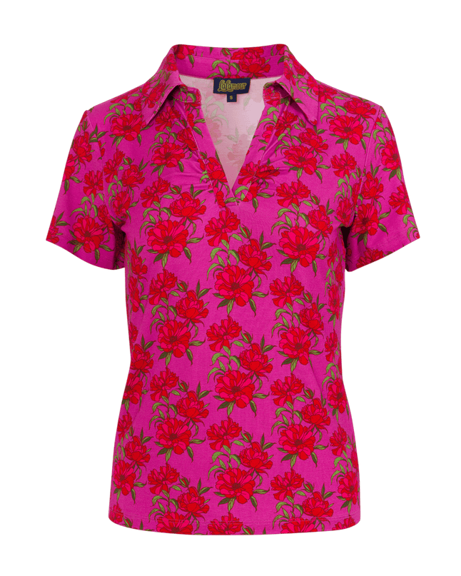 Blusa Suzy Manga Curta - Flores Fúcsia