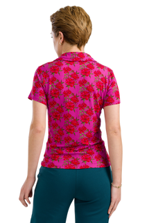 Suzy Top Kort Ærme - Fuchsia Blomster
