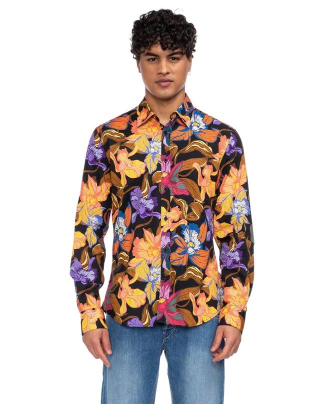 Tamuza estampado de flores naranja/lila