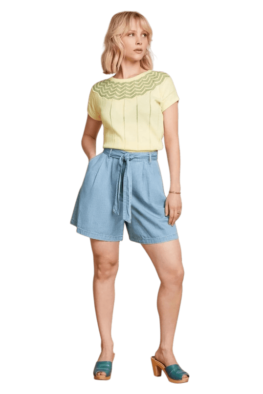 King Louie Blusa Yoke Hoops, creme